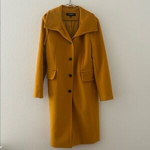 Kenneth Cole Mustard Yellow Long Wool Blend Coat Women’s Size M